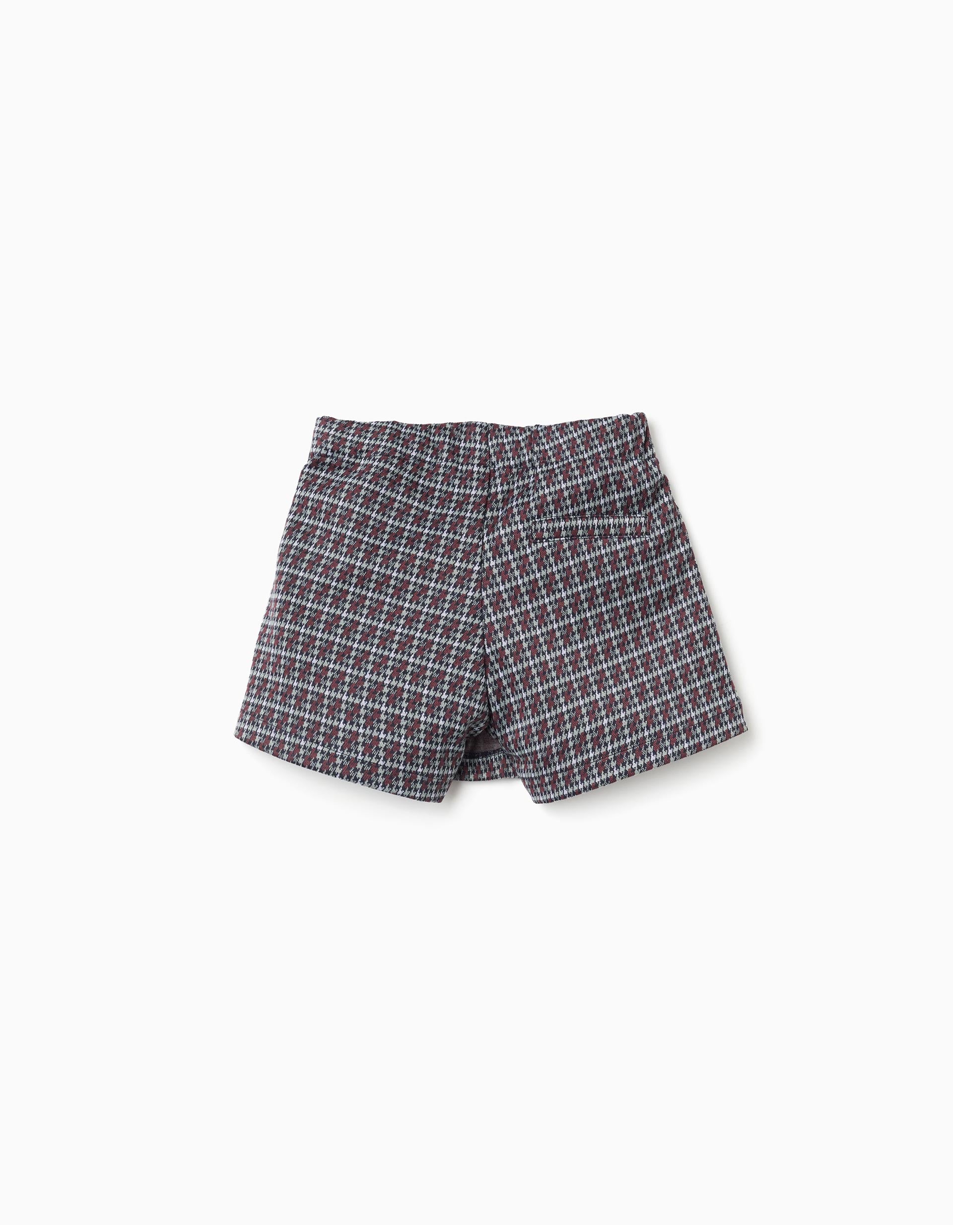 Pleated skort with houndstooth check for girls, multicolour