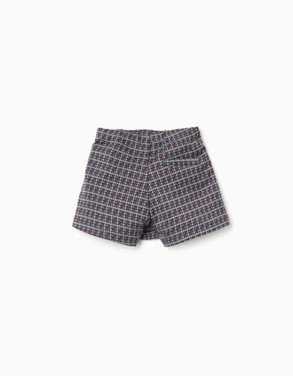 Falda-pantalón pata de gallo con pliegues para niña, multicolor