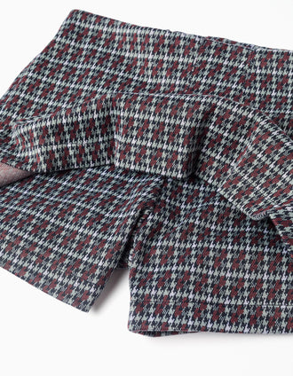 Falda-pantalón pata de gallo con pliegues para niña, multicolor