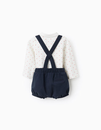 Bodysuit + Jumpsuit for Newborns 'Keys', White/Blue