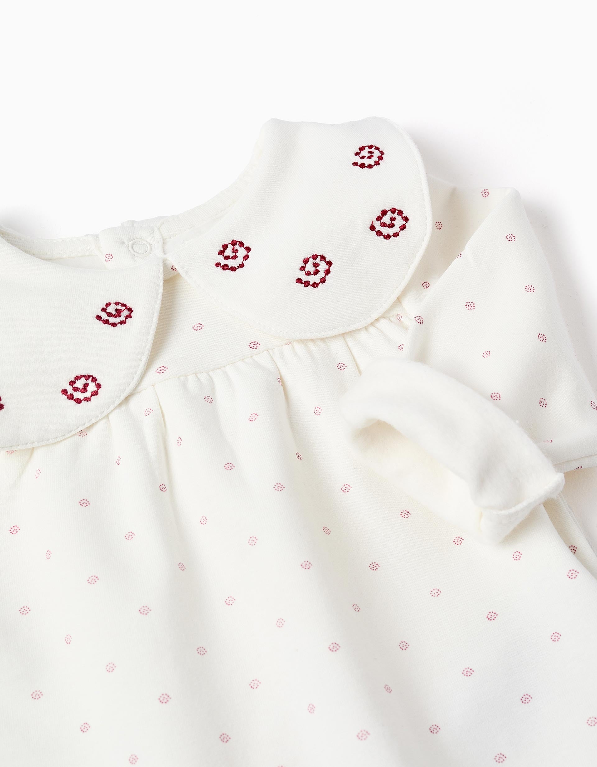 Brushed sweatshirt + trousers for newborn girls, white/burgundy