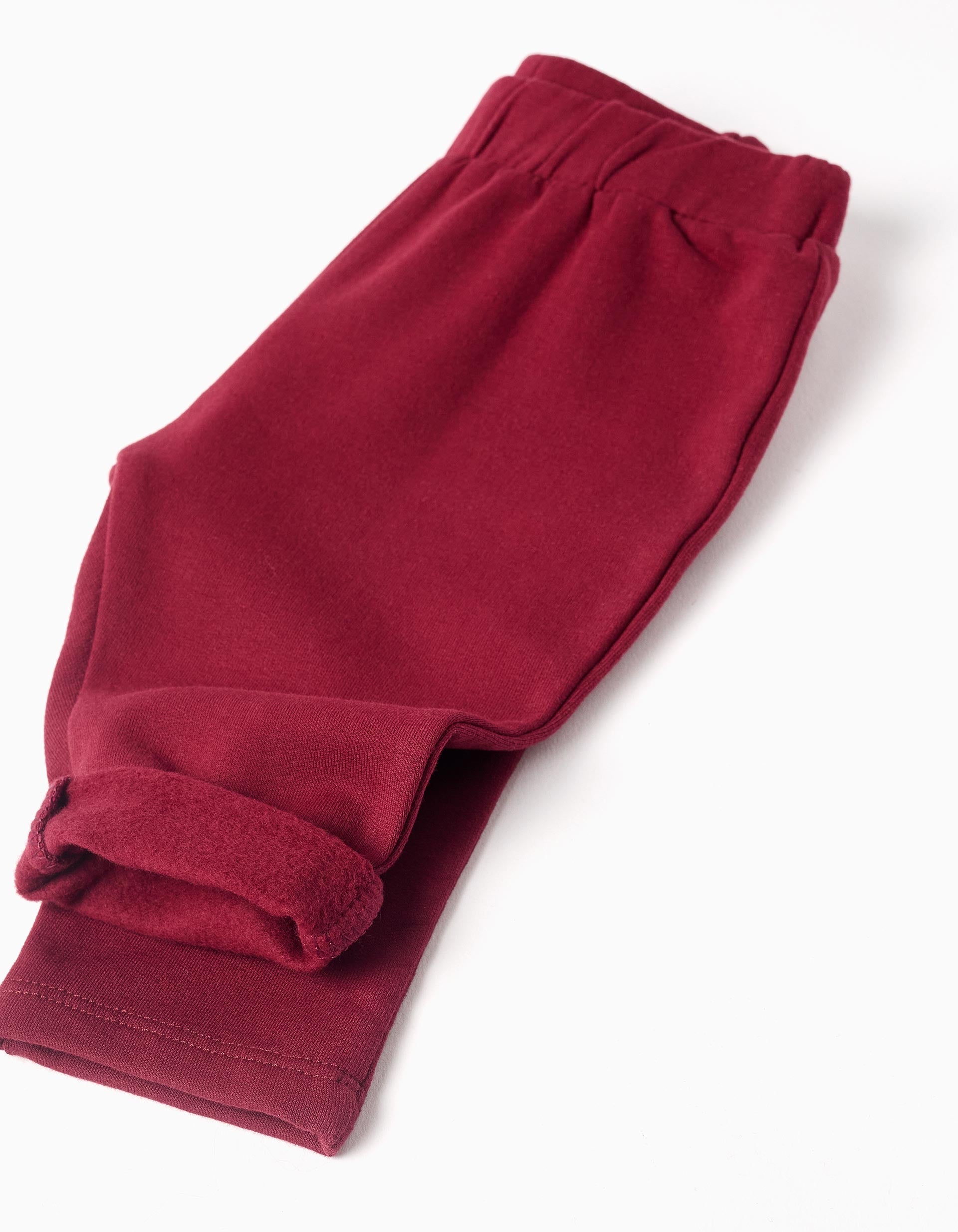 Brushed sweatshirt + trousers for newborn girls, white/burgundy