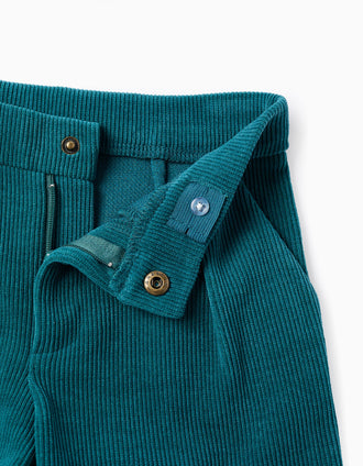 Shorts de punto trenzado con pliegues delanteros para niña, azul