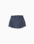 Vichy Pleated Skort for Girls, Dark Blue