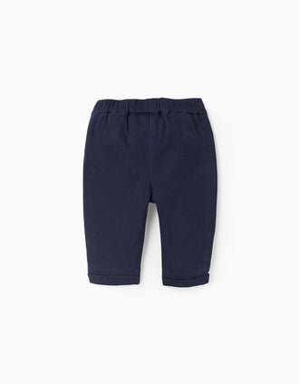 Pantalon en Sergé avec Nœud pour Nouveau-Née, Bleu Foncé