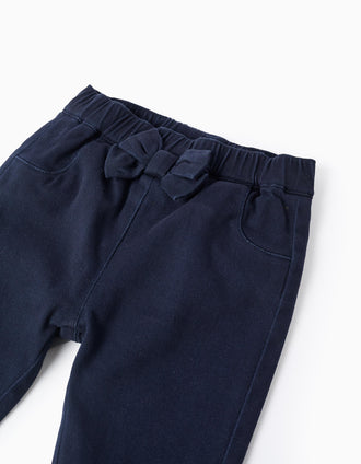 Pantalon en Sergé avec Nœud pour Nouveau-Née, Bleu Foncé