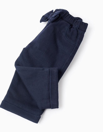 Pantalon en Sergé avec Nœud pour Nouveau-Née, Bleu Foncé