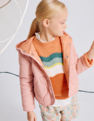 Jersey de Punto con Rayas Onduladas para Niña, Naranja