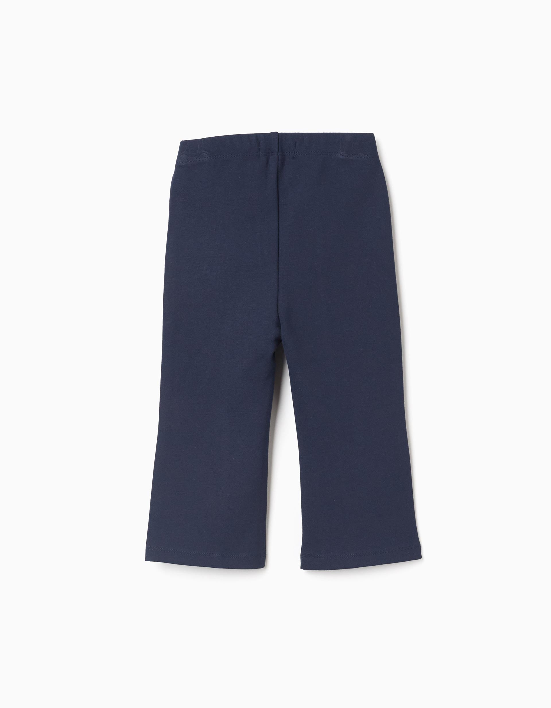 Roma Knit Wide Leg Leggings for Baby Girls, Dark Blue