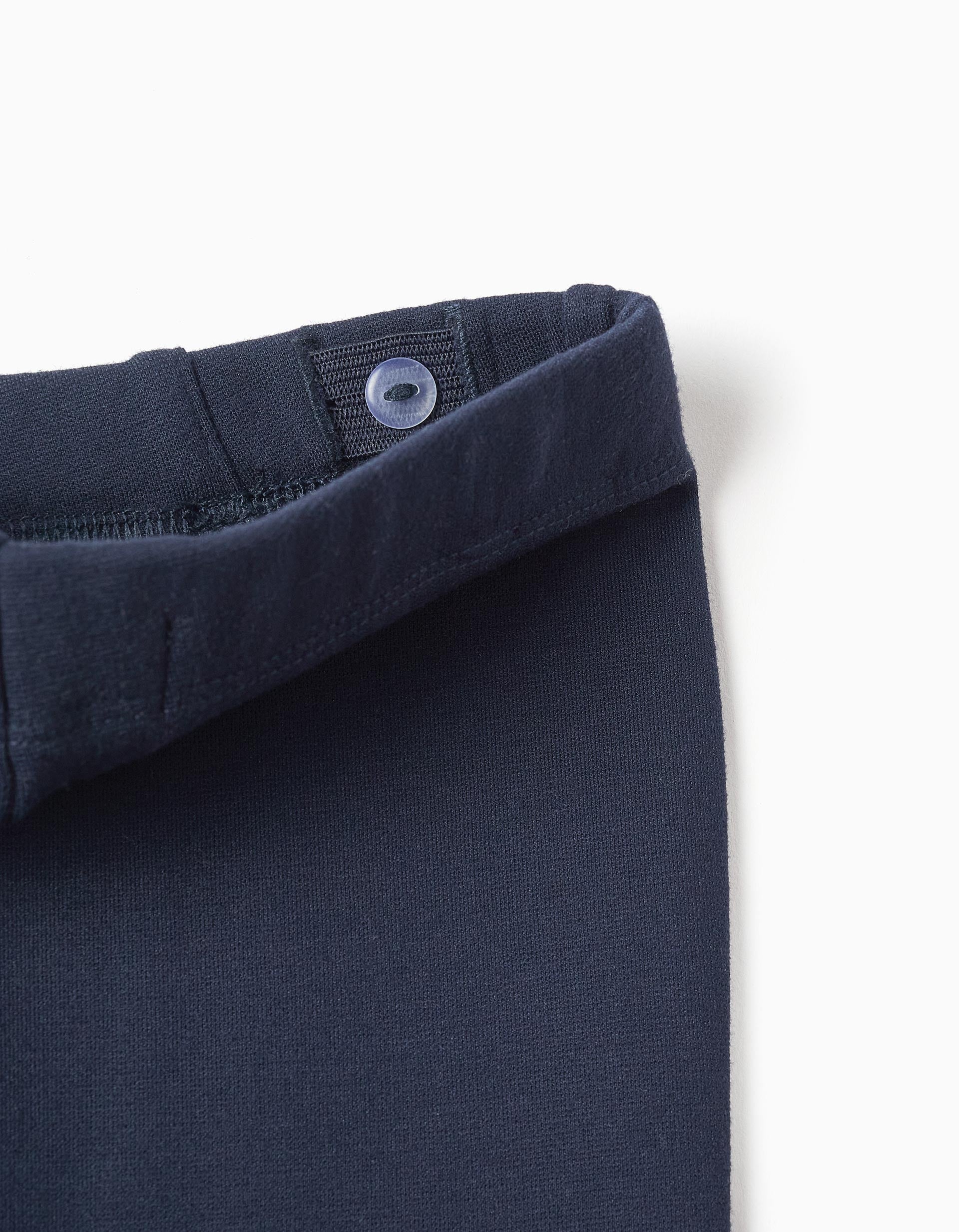 Roma Knit Wide Leg Leggings for Baby Girls, Dark Blue