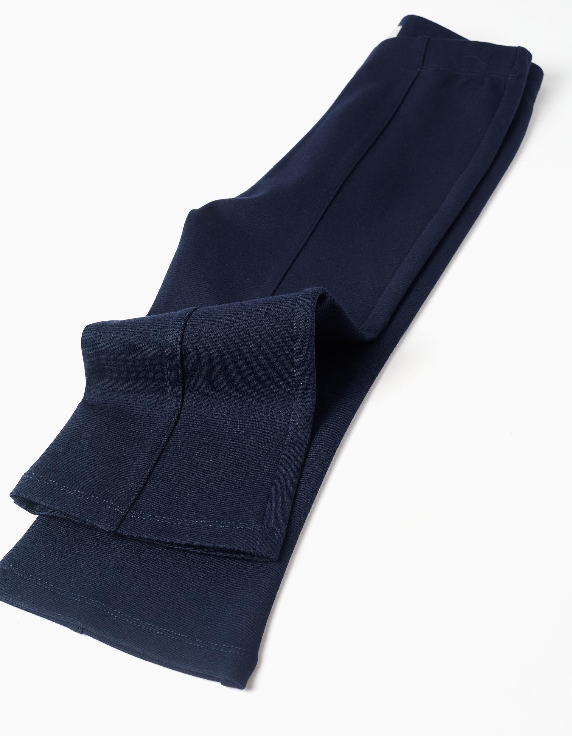 Roma Knit Wide Leg Leggings for Baby Girls, Dark Blue