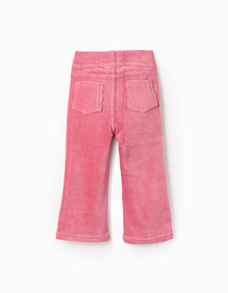 Flared corduroy leggings for baby girls, pink