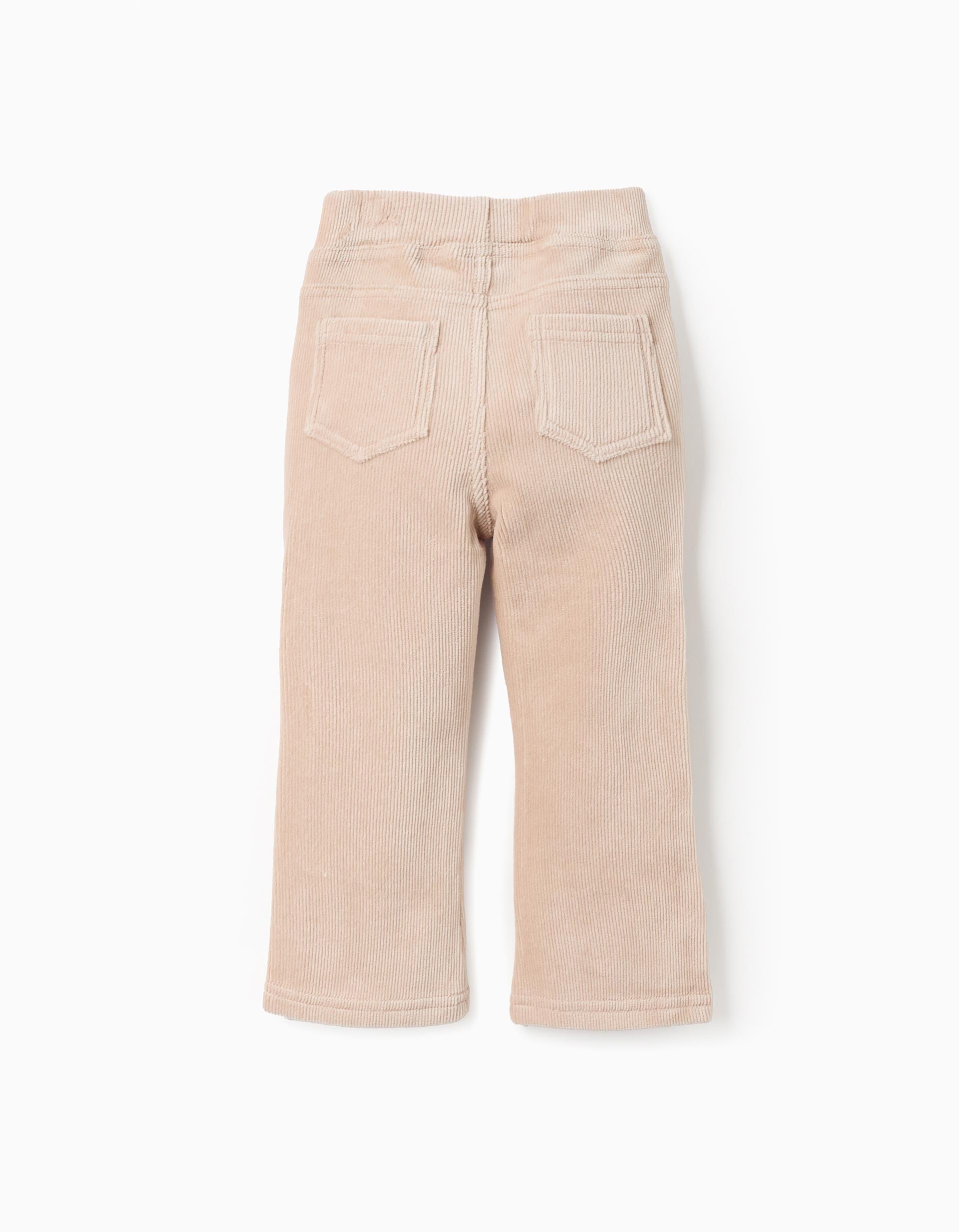 Flared corduroy leggings for baby girls, beige