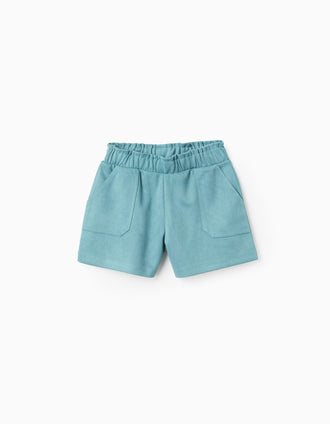 Pantalón Corto Aterciopelado para Niña, Verde