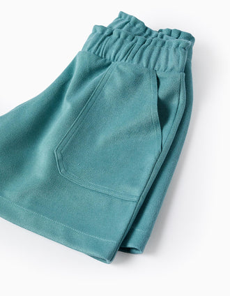 Pantalón Corto Aterciopelado para Niña, Verde