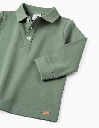 Polo de Manga Larga en Algodón para Bebé Niño, Verde