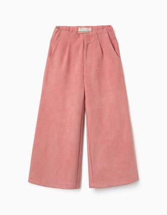 Pantalón de antelina de pierna ancha para niña, rosa