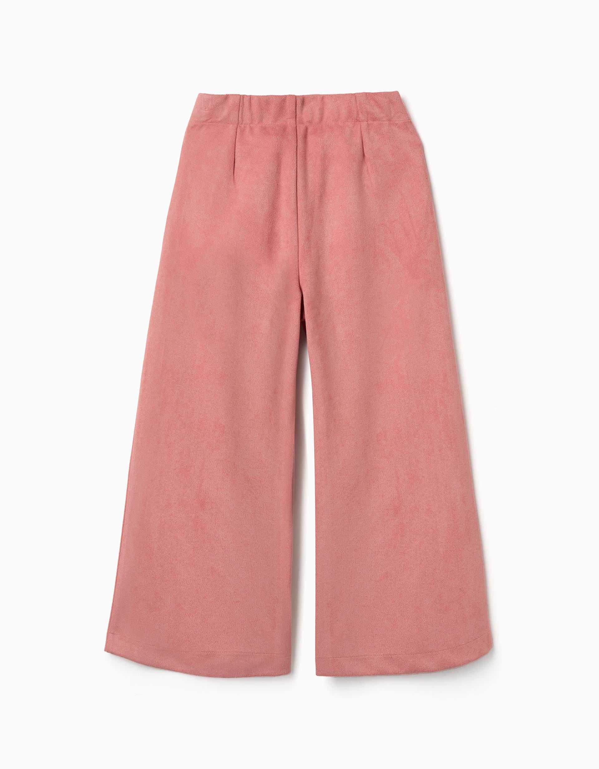 Calças de camurcina wide leg para menina, rosa
