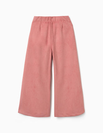 Pantalón de antelina de pierna ancha para niña, rosa