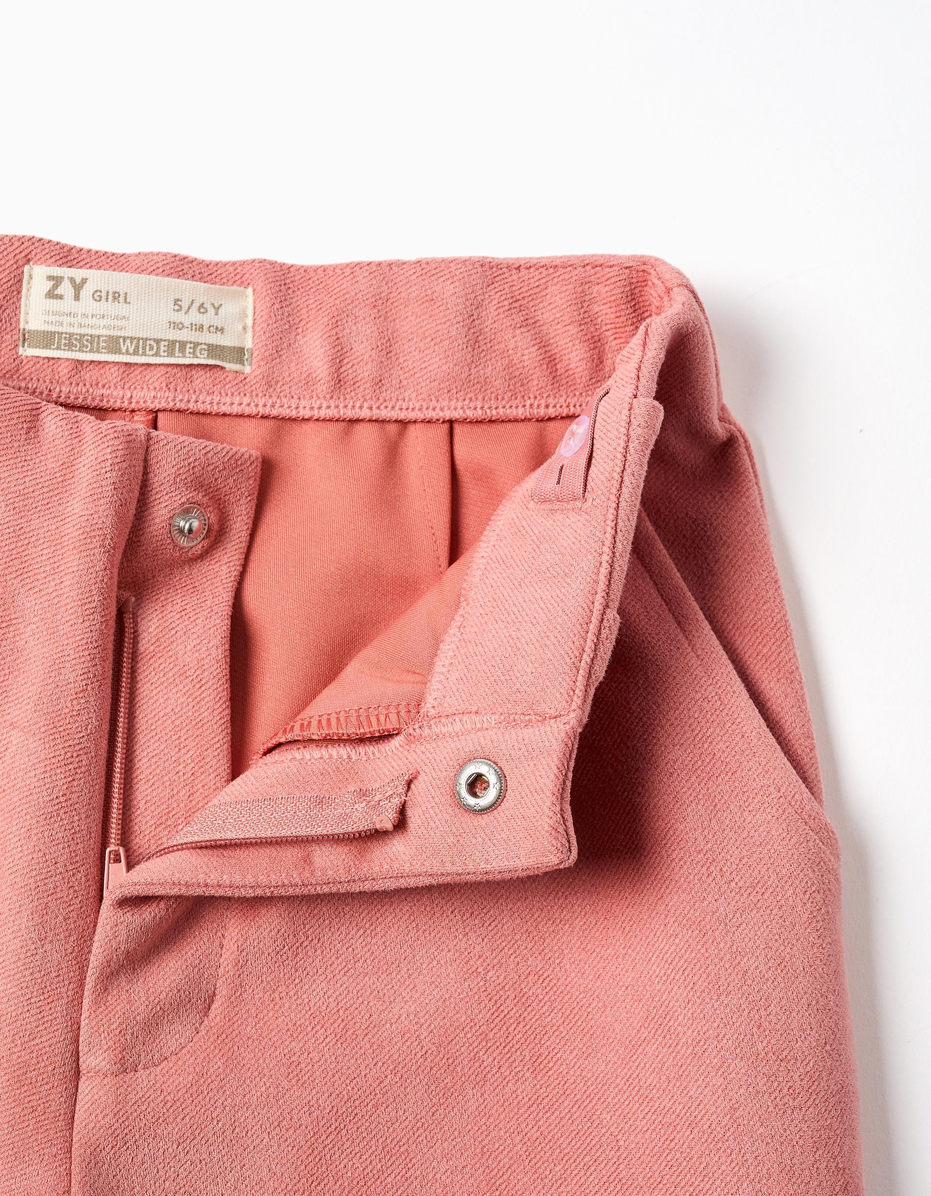 Calças de camurcina wide leg para menina, rosa