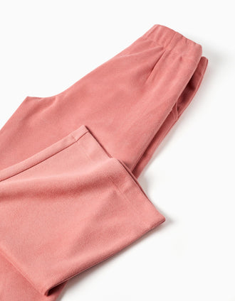 Pantalón de antelina de pierna ancha para niña, rosa