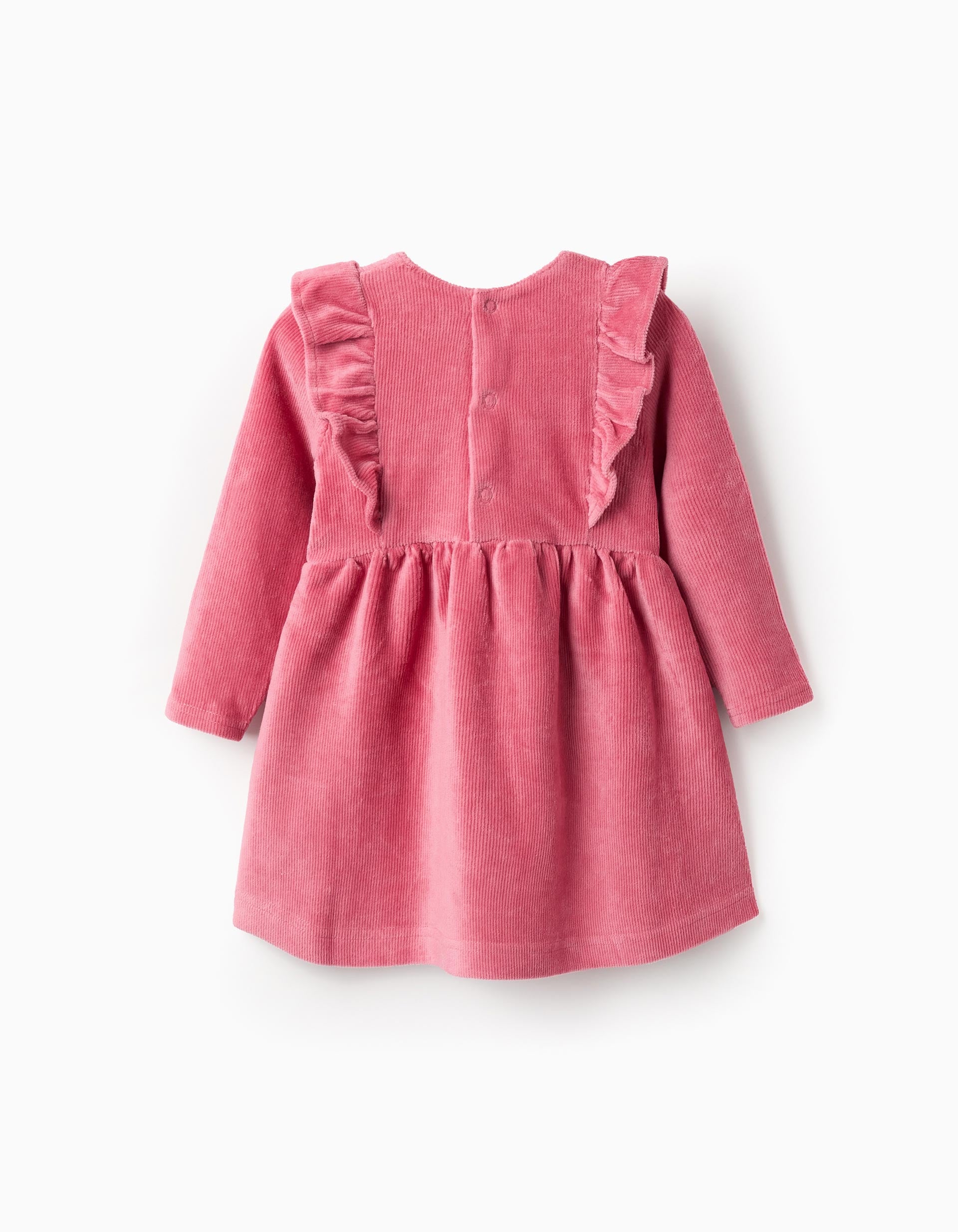 Corduroy long sleeve dress + elastic headband for baby girls, pink