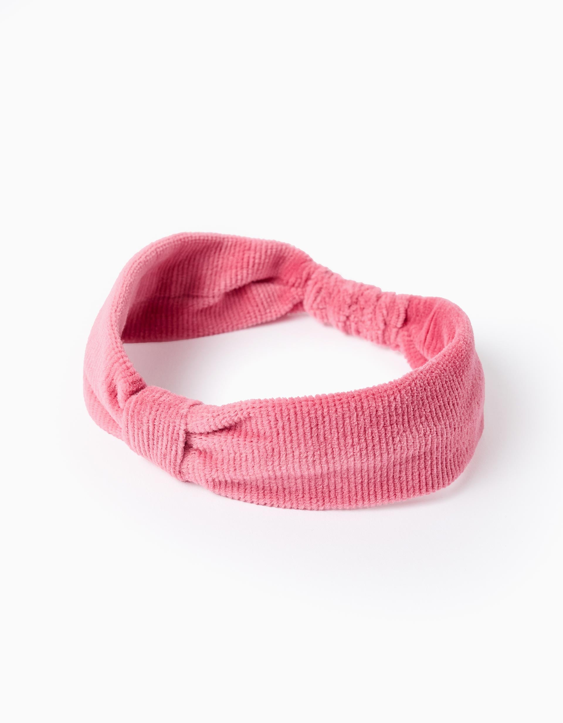 Corduroy long sleeve dress + elastic headband for baby girls, pink