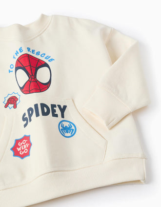 Sweat Cardada com Bolsos Canguru para Bebé Menino 'Spidey', Bege