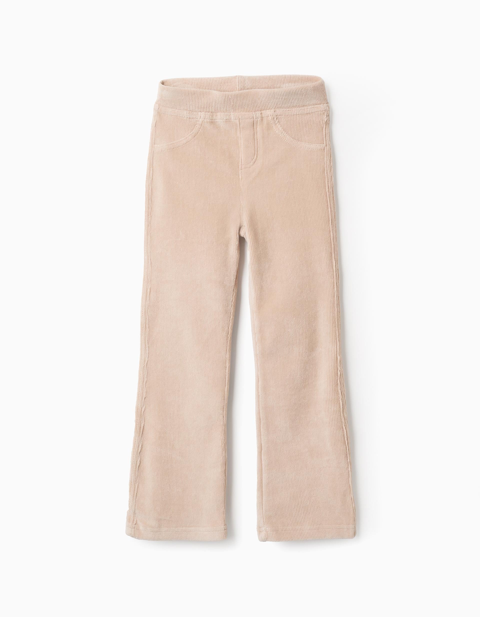 Legging évasé en velours côtelé pour fille, beige