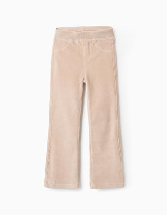 Leggings acampanados de pana para niña, beige