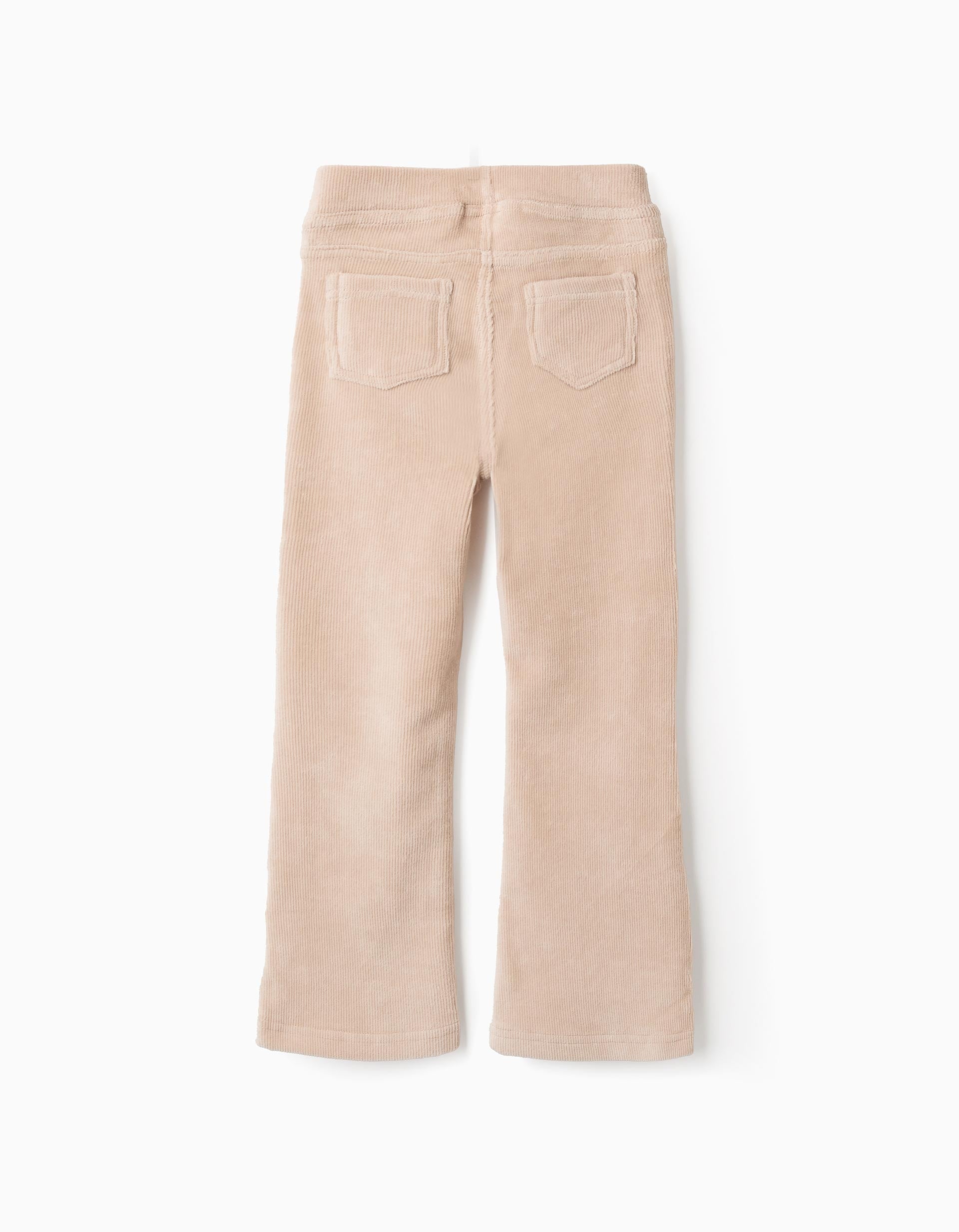 Legging évasé en velours côtelé pour fille, beige