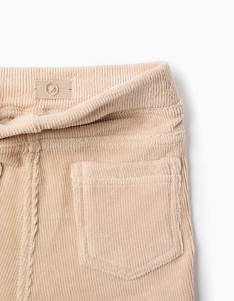 Leggings acampanados de pana para niña, beige