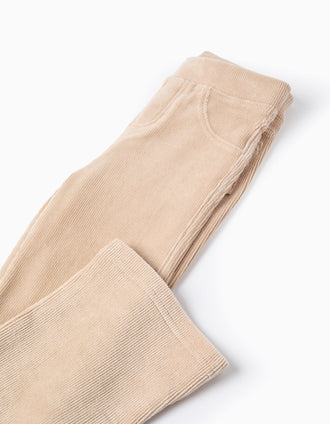 Leggings acampanados de pana para niña, beige