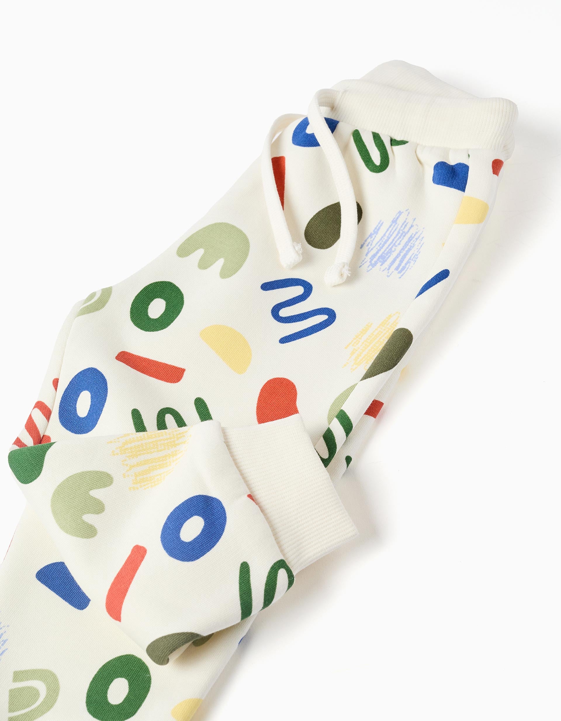 Brushed joggers with a colourful motif for baby boys, multicolour