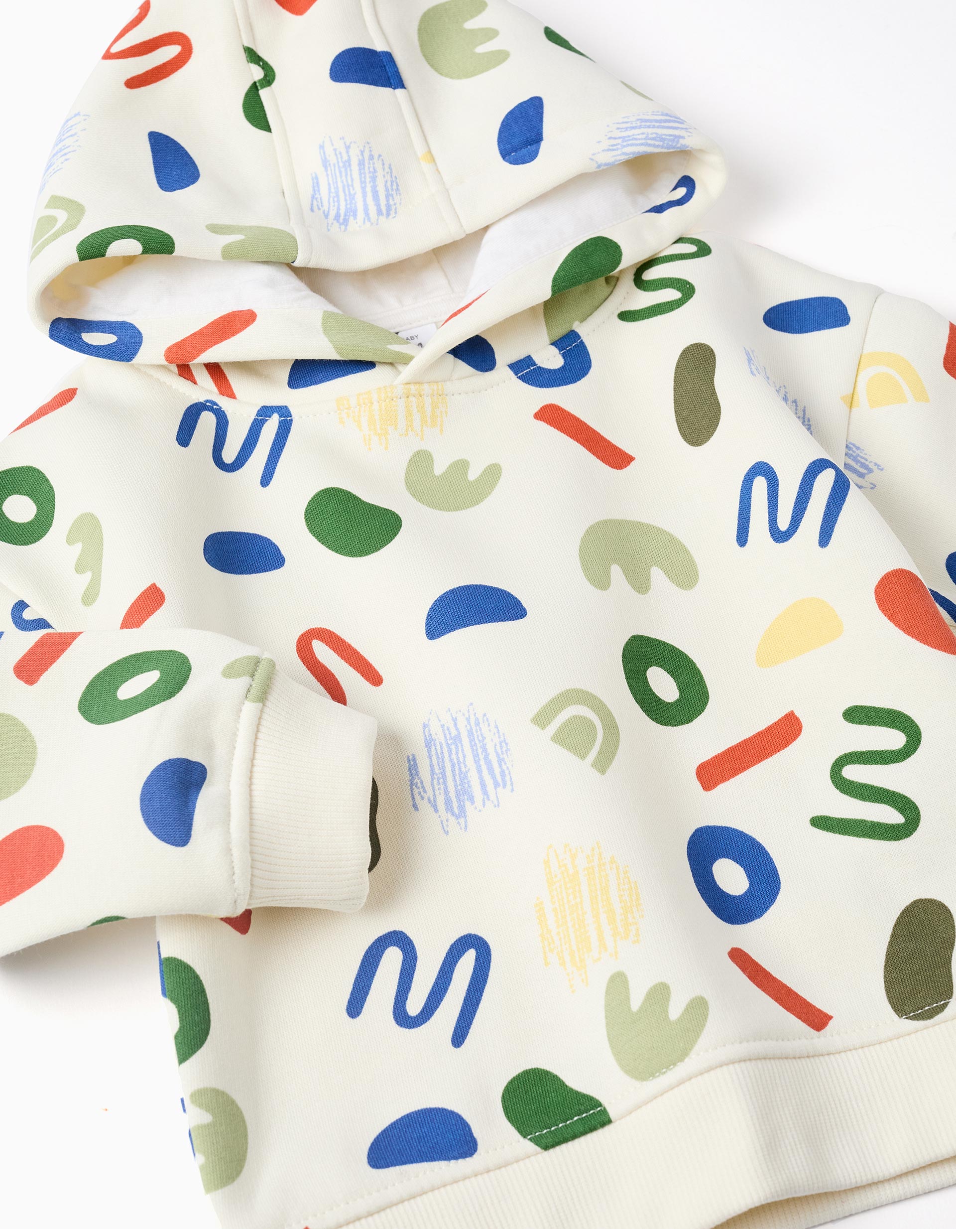 Brushed hooded sweatshirt with colourful motif for baby boys, multicolour