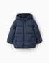Chaqueta Acolchada con Capucha y Forro Polar para Niño, Azul Oscuro