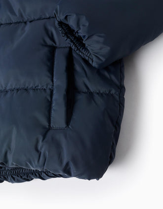 Chaqueta Acolchada con Capucha y Forro Polar para Niño, Azul Oscuro