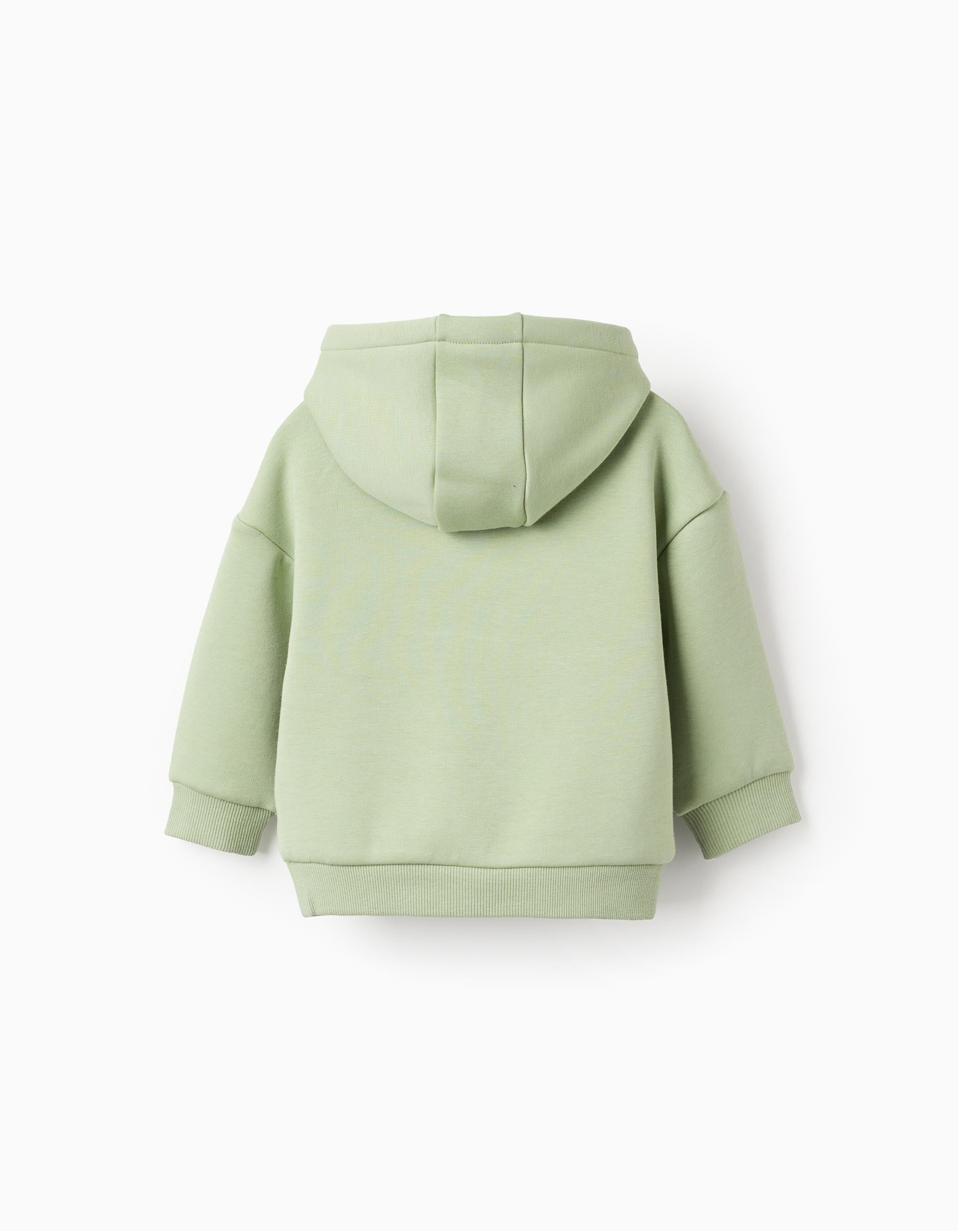 Sweat cardada com capuz 'raposa' para bebé menino, verde-claro