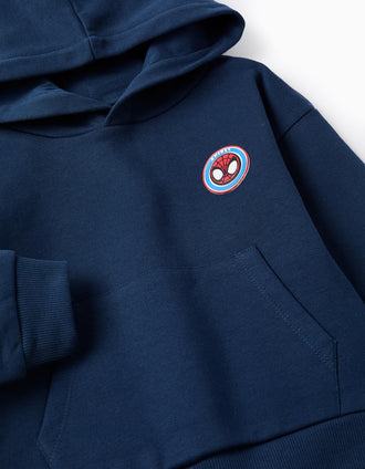 Sweat Cardada com Capuz para Bebé Menino 'Spidey', Azul Escuro