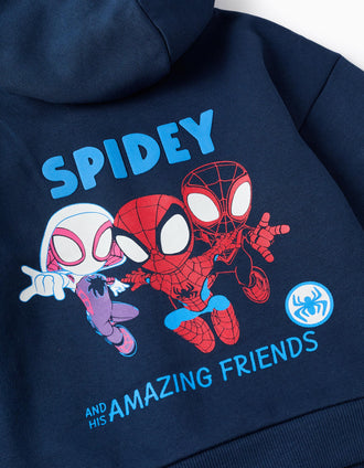 Sweat Cardada com Capuz para Bebé Menino 'Spidey', Azul Escuro