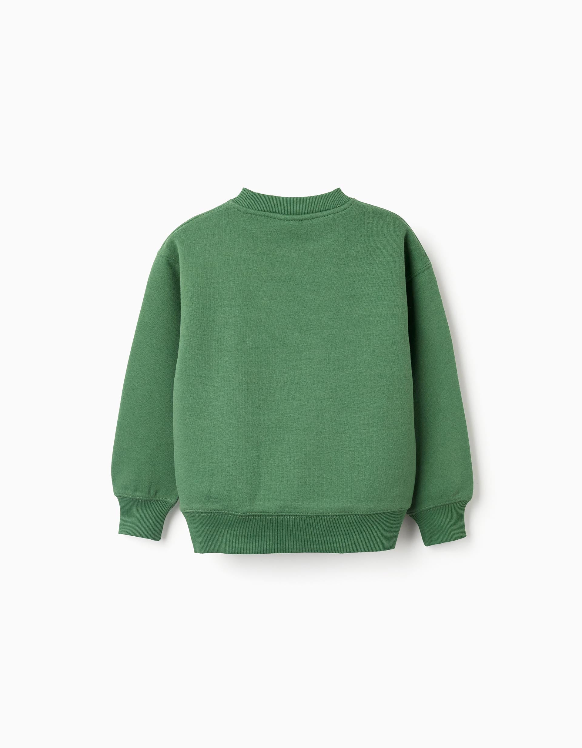 Sweat cardada com estampado 'Arts College' para menino, verde