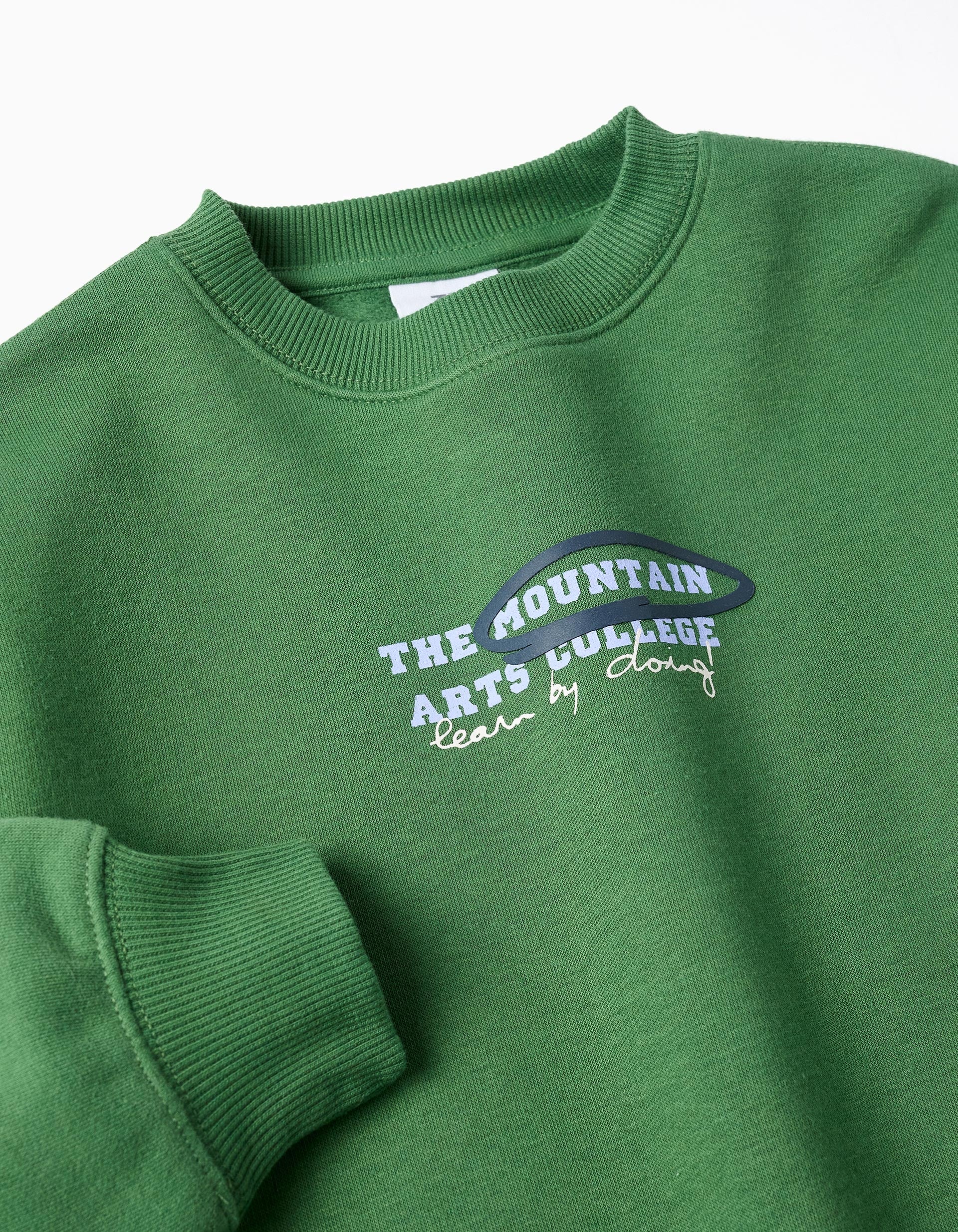 Sweat cardada com estampado 'Arts College' para menino, verde