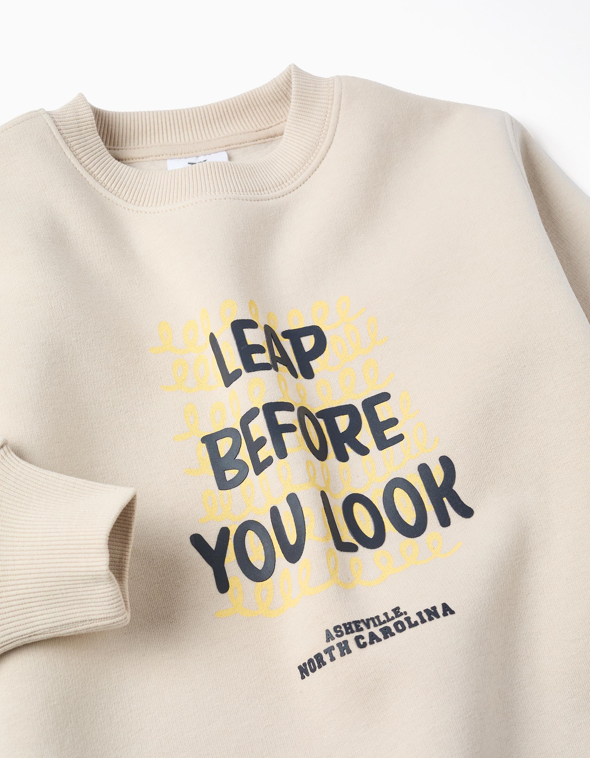 Sweat cardada com estampado 'North Carolina' para menino, bege