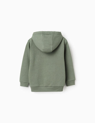 Casaco Cardado com Capuz para Menino 'ZY', Verde/Azul-Escuro