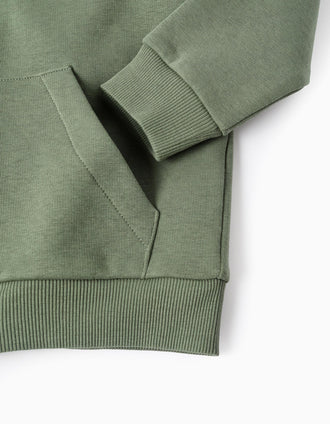 Casaco Cardado com Capuz para Menino 'ZY', Verde/Azul-Escuro