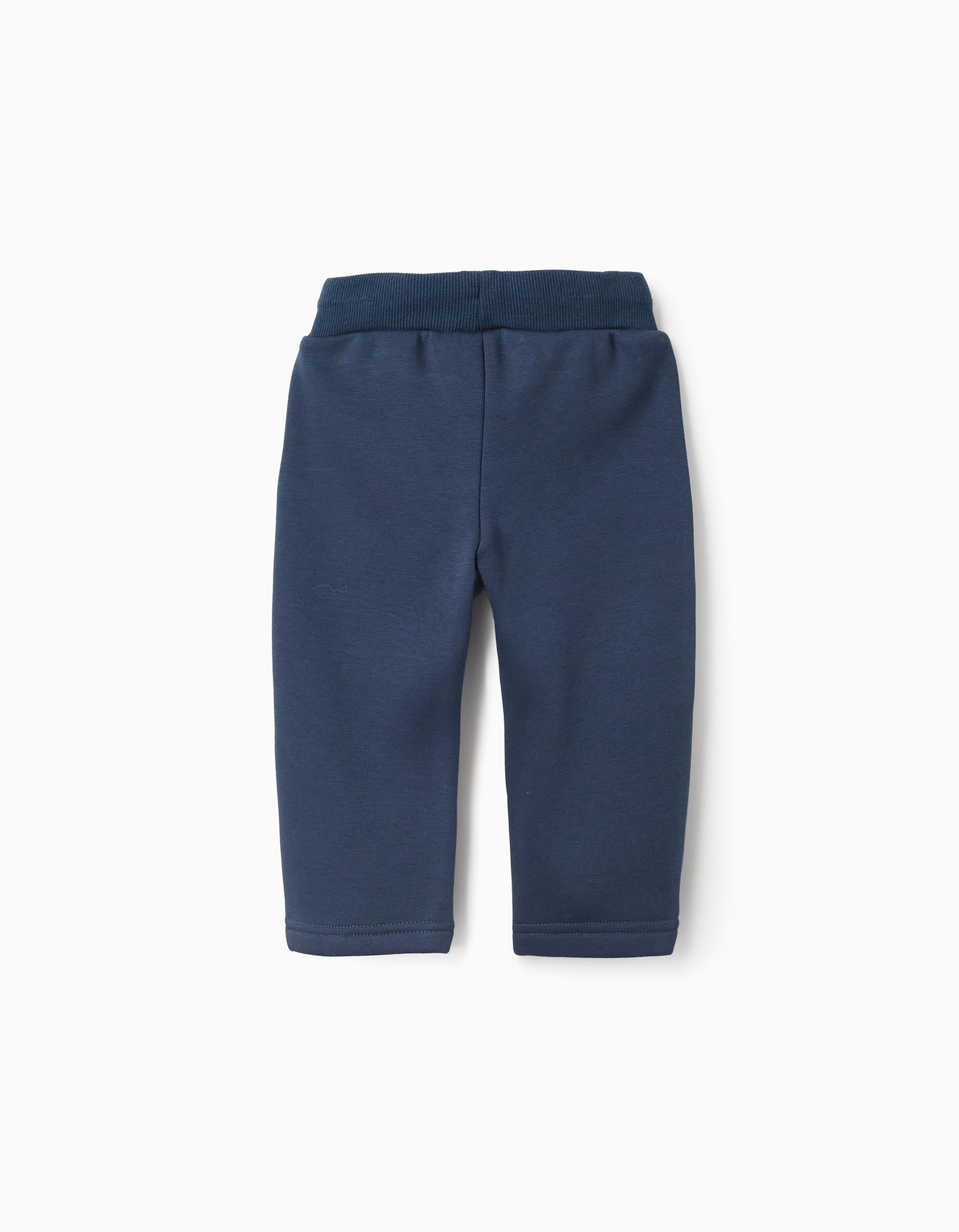 Joggers cardados com estampado para bebé menino, azul-escuro
