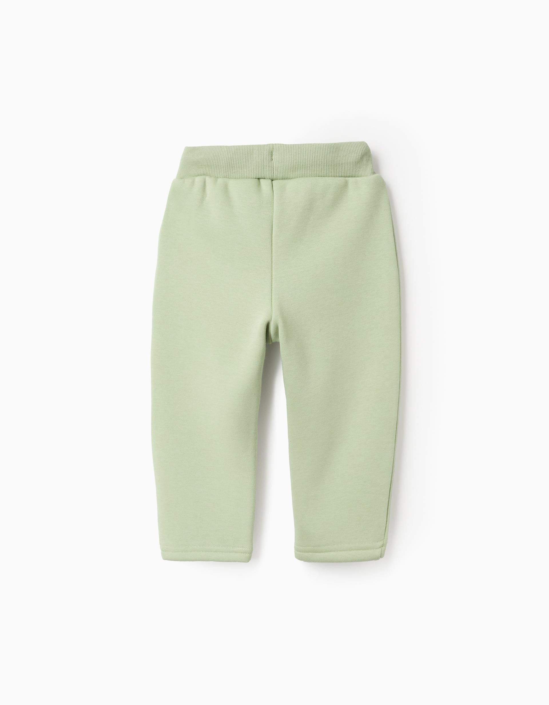 Joggers cardados com estampado para bebé menino, verde-claro