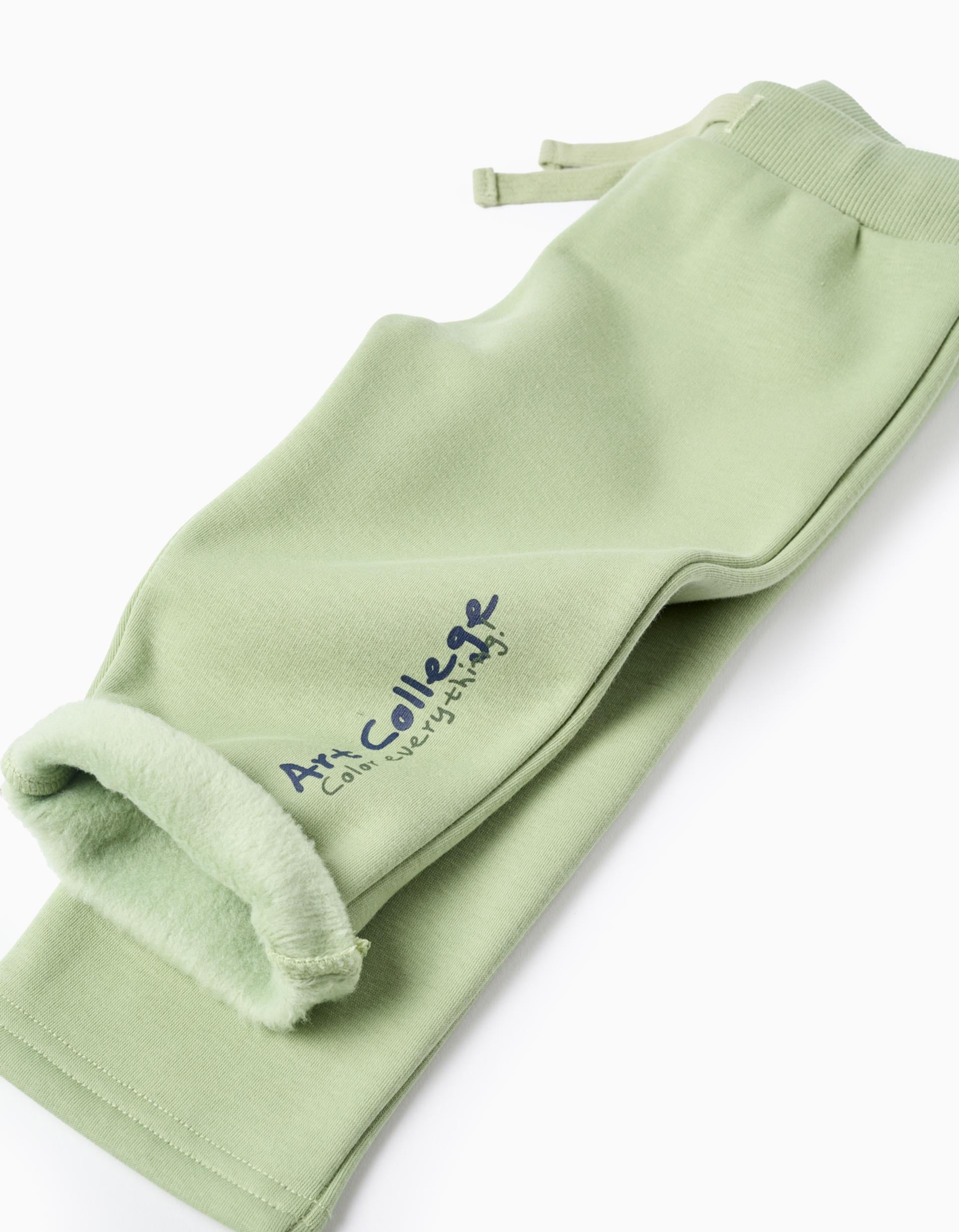 Joggers cardados com estampado para bebé menino, verde-claro