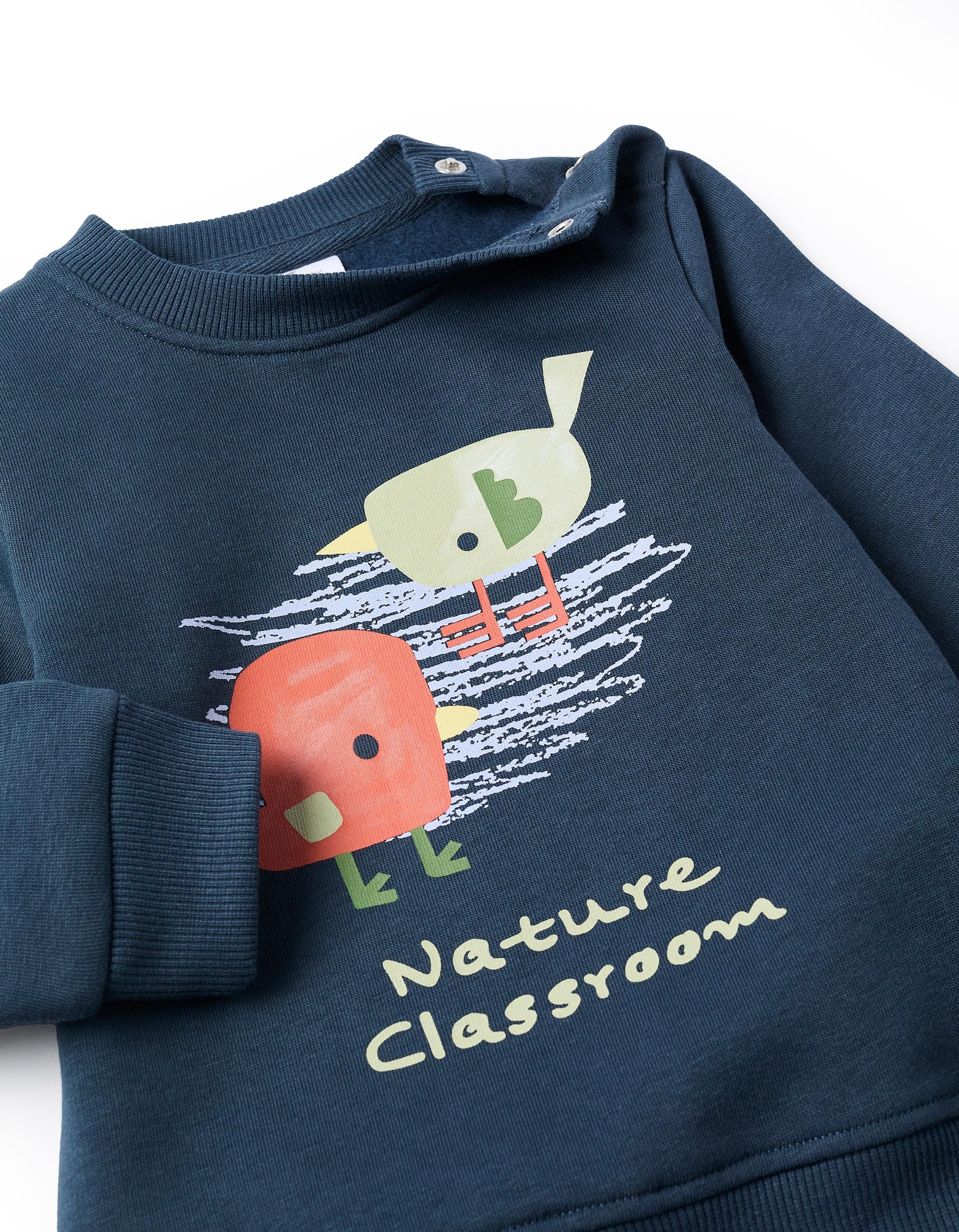 Brushed sweatshirt with print + joggers set for baby boys, dark blue