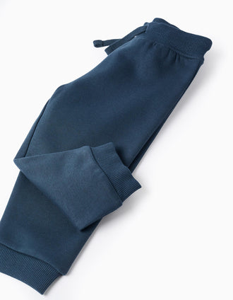 Conjunto cardado de sweat estampada + joggers para bebé menino, azul